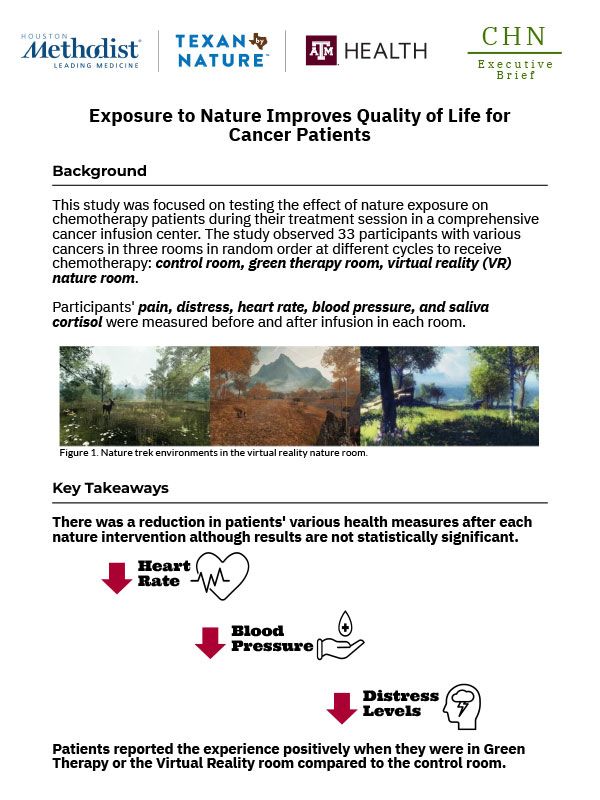 Exposure to Nature Improves Quality of Life for Cancer Patients