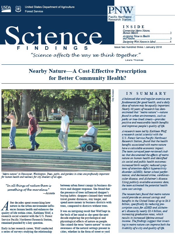 Nearby nature—A cost-effective prescription for better community health?
